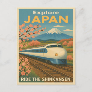 Retro Vintage Reizen Japan Shinkansen Bullet Train Briefkaart