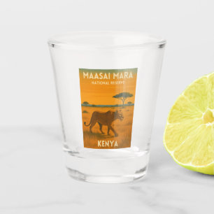 Retro Vintage Reizen Kenia Afrika Natuur Wilde Die Shot Glas