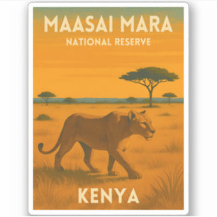 Retro Vintage Reizen Kenia Afrika Natuur Wilde Die Sticker