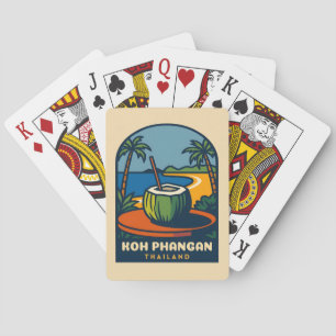 Retro Vintage Reizen Koh Phangan Island Thailand Pokerkaarten