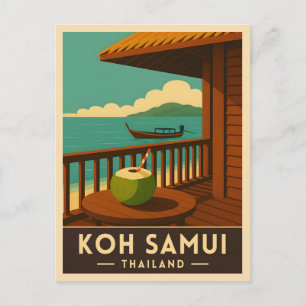 Retro Vintage Reizen Koh Samui Island Thailand Briefkaart