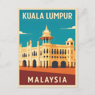 Retro Vintage Reizen Kuala Lumpur Maleisië Briefkaart