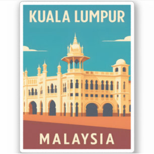 Retro Vintage Reizen Kuala Lumpur Maleisië Sticker
