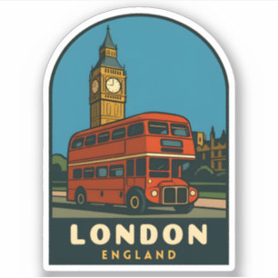 Retro Vintage Reizen Londen Big Ben Engeland Sticker