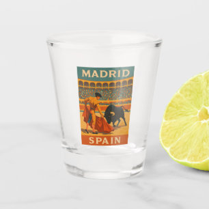 Retro Vintage Reizen Madrid Spanje Stierengevecht Shot Glas