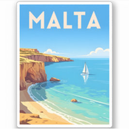 Retro Vintage Reizen Malta Seaside Landschap Sticker