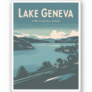 Retro Vintage Reizen Meer van Genève Zwitserland Sticker