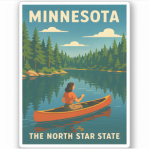 Retro Vintage Reizen Minnesota Natuur Landschap Sticker