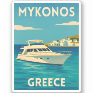 Retro Vintage Reizen Mykonos Griekenland Eiland Se Sticker