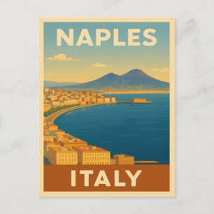 Retro Vintage Reizen Napels Italië Schilderachtig  Briefkaart
