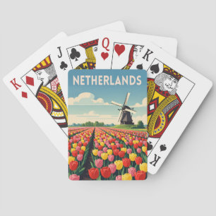 Retro Vintage Reizen Nederland Tulpen Landschap Pokerkaarten