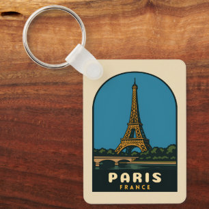 Retro Vintage Reizen Parijs Frankrijk Eiffeltoren Sleutelhanger