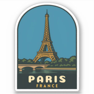 Retro Vintage Reizen Parijs Frankrijk Eiffeltoren Sticker