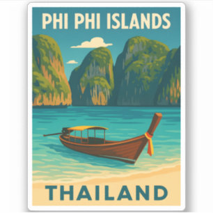 Retro Vintage Reizen Phi Phi Eilanden Thailand Sticker