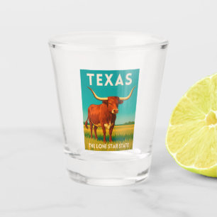 Retro Vintage Reizen Texas Longhorn Runderen Shot Glas