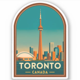 Retro Vintage Reizen Toronto Canada Silhouet Sticker