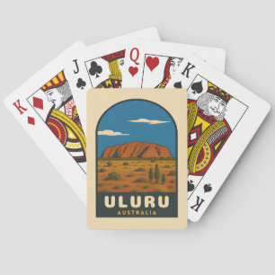 Retro Vintage Reizen Uluru Australië Landschap Pokerkaarten