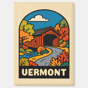 Retro Vintage Reizen Vermont Landschap Schilderach Magneet