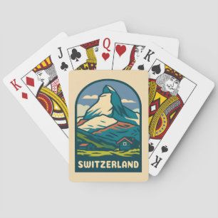 Retro Vintage Reizen Zwitserland Matterhorn Pokerkaarten