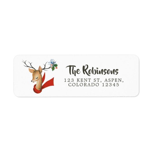 Retro Vintage Rendier Kerstmis Etiket (Voorkant)