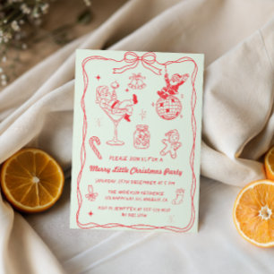 Retro Vintage Rode Kerstfeestje Kaart