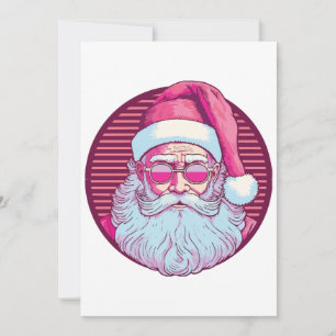 Retro vintage roze kerstman kaart