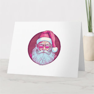 Retro vintage roze kerstman kaart