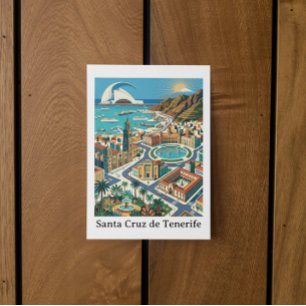 Retro Vintage Santa Cruz de Tenerife Stad Briefkaart