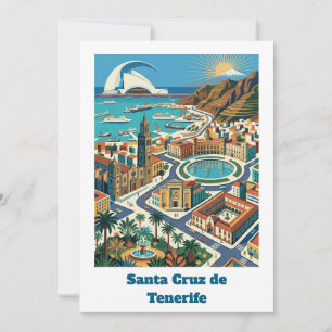 Retro Vintage Santa Cruz de Tenerife Stad Kaart