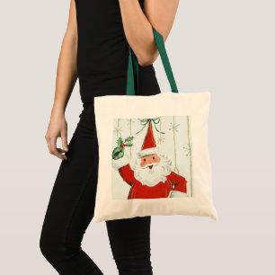 Retro vintage Santa Holiday canvas tas