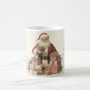 Retro Vintage Santa Holly Vrolijk Kerstfeest Koffiemok