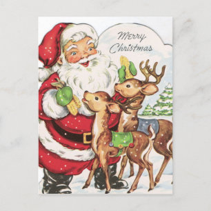retro vintage Santa Render Feestdagenkaart