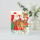 retro vintage Santa Render Feestdagenkaart (Staand voorkant)