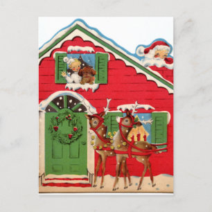 retro vintage Santa Render Feestdagenkaart
