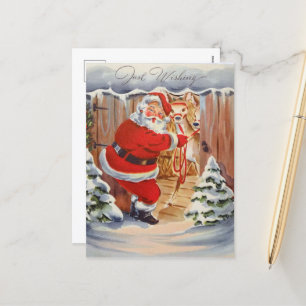 retro vintage Santa Render Feestdagenkaart