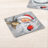 Retro vintage Santa Render onderzetter (Schuin)