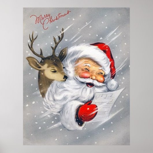 Retro vintage Santa Render poster (Voorkant)