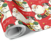 retro vintage Santa snewman Cadeaupapier (Rol Hoek)