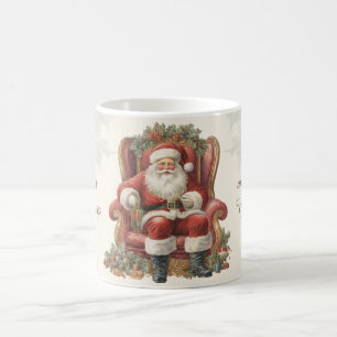 Retro Vintage Santa Vrolijk Kerstfeest Gelukkig Ni Koffiemok