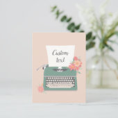 Retro vintage schrijfmachine & bloemen & aangepast briefkaart (Staand voorkant)