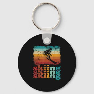 Retro Vintage Skien Ski Liefhebber Skien Sleutelhanger