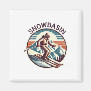 Retro Vintage Sneeuwt in Utah Ski Resort Winter Sk Magneet