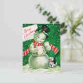 Retro Vintage snowman ajouter la carte de message (Debout devant)