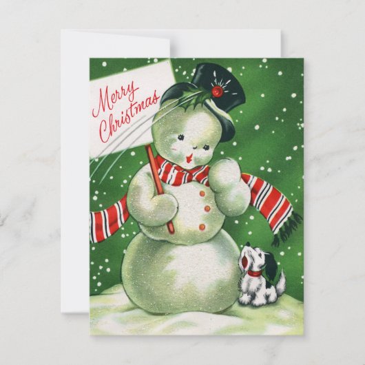 Retro Vintage snowman ajouter la carte de message (Devant)