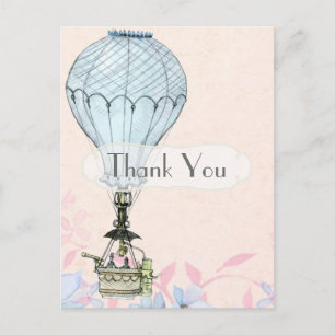 Retro Vintage Steampunk Heet Luchtballon Bedankt Briefkaart
