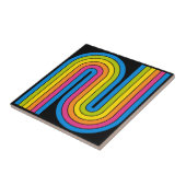 Retro Vintage Stijl Geometrisch Design Jaren 70 Tegeltje (Zijkant)