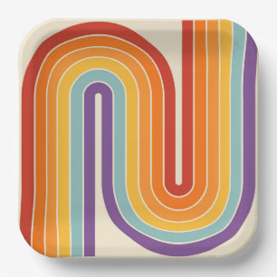 Retro Vintage Stijl Geometrisch Ontwerp uit de Jar Papieren Bordje