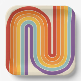 Retro Vintage Stijl Geometrisch Ontwerp uit de Jar Papieren Bordje
