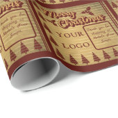 Retro Vintage Stijl Logo of Foto Tekst Kerstmis Cadeaupapier (Rol Hoek)