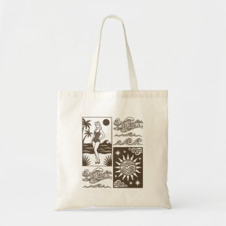 Retro Vintage Strand Pin-Up Meisje Oceaan Golven T Tote Bag